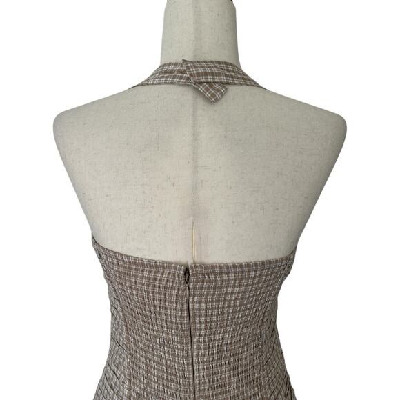 Abercrombie & Fitch The A&F Emerson Drop-Waist Mini Dress in Brown Gingham Small - Picture 13 of 15